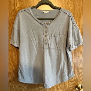 Casual Light Blue Short Sleeve Top